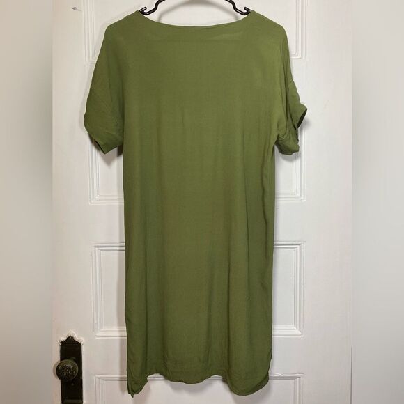 MADEWELL Novel V-neck Short Sleeve Mini Shift Dress Desert Olive Green Size XS - Picture 9 of 11